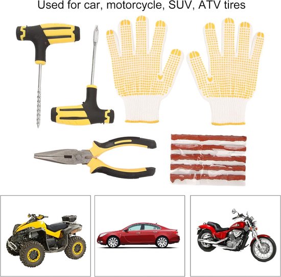 Universele Tubeless Banden Reparatieset voor Auto Motorfiets Noodgevallen van Merkloos — afbeelding 4