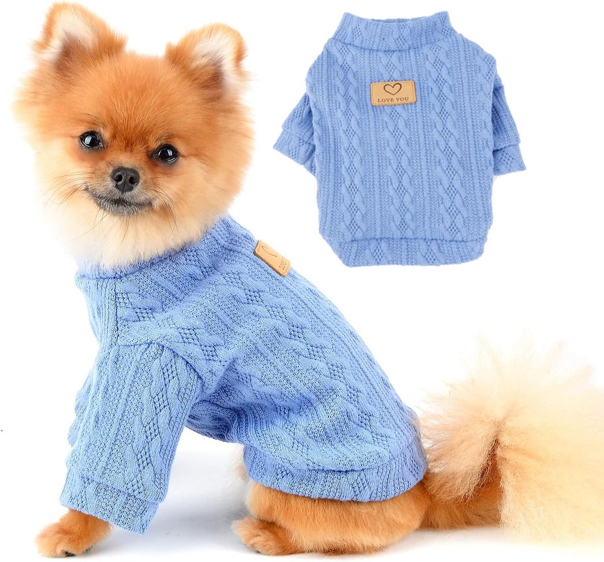 Gebreide Hondentrui - Hondenjas Winterkleding - Warmte Bescherming - Uniek Weefpatroon - XS T/M XXL - Lichtblauw
