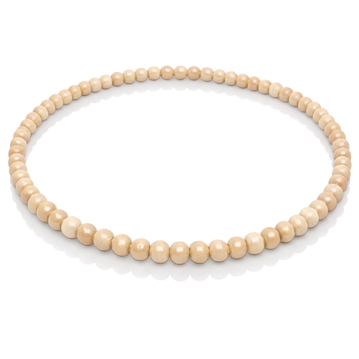 Beige houten kralen ketting 90cm