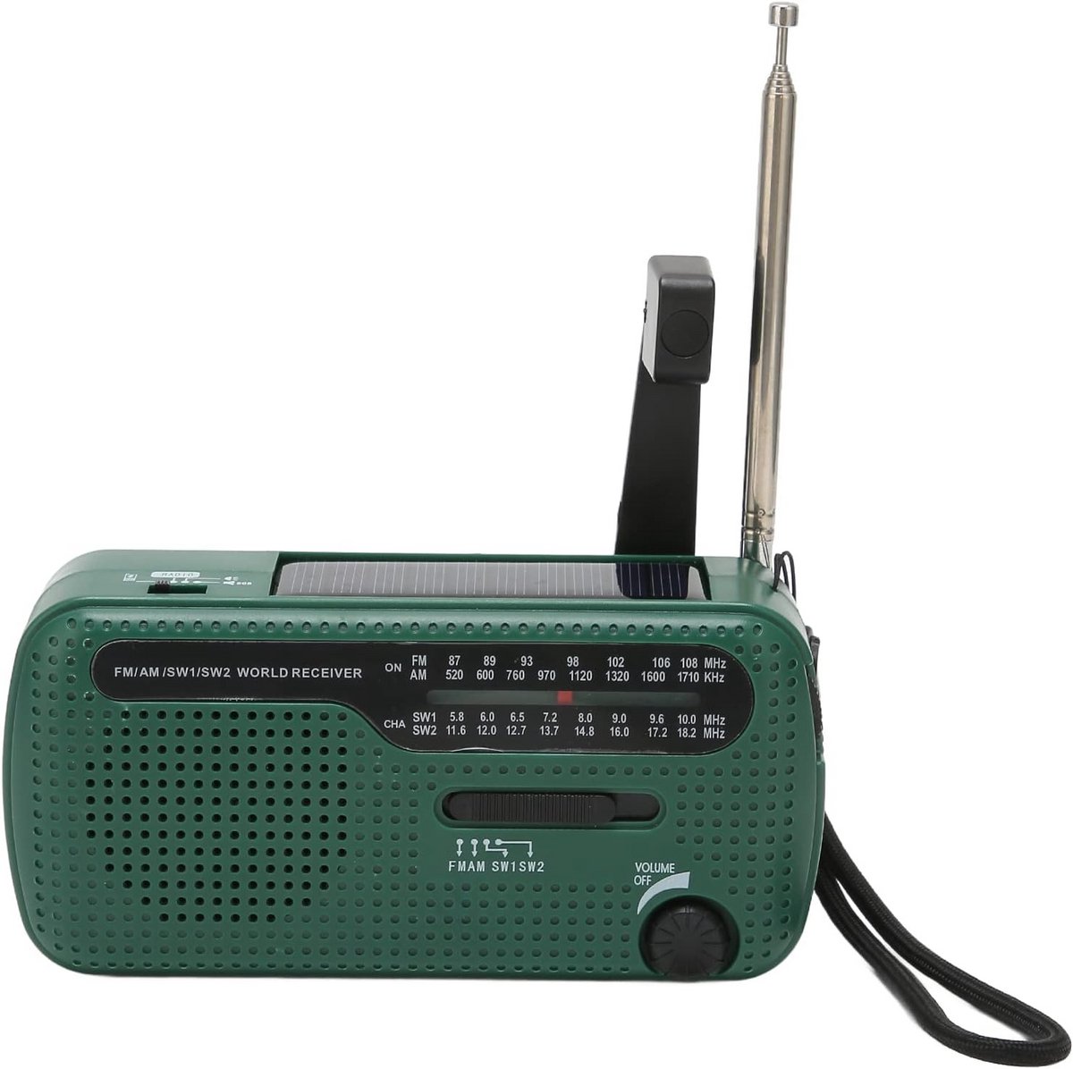 Draagbare Handzwengel Oplaadbare Noodradio met AM/FM/SW, USB Oplader en Zaklamp voor Buiten