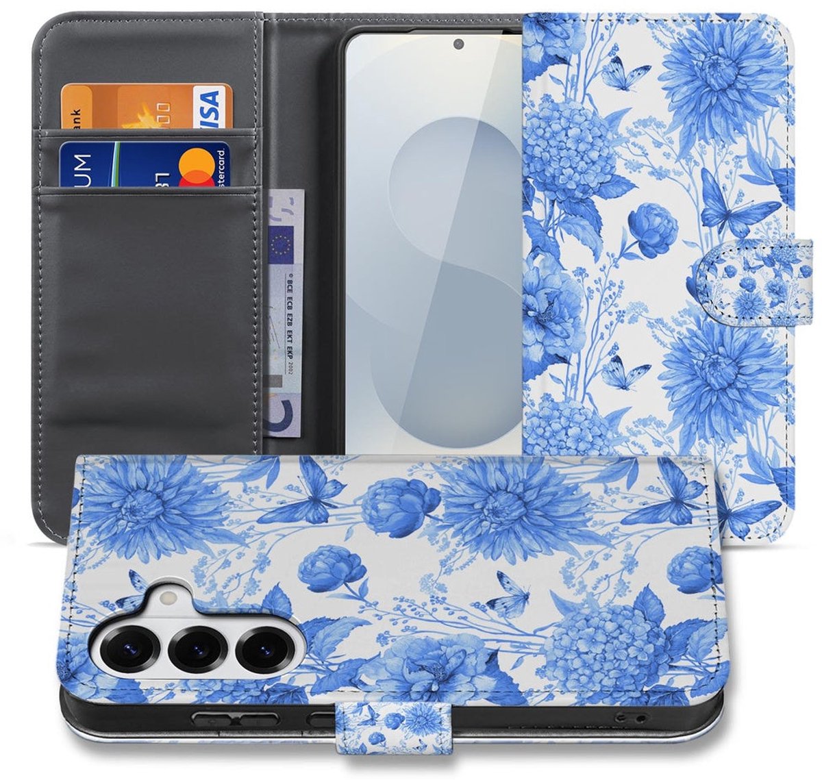 Book Case Samsung Galaxy S26 Blauw Bloemen