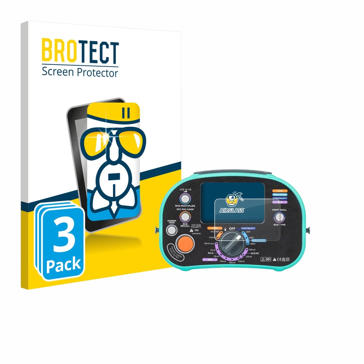 Screenprotector 3 Stuks voor Kewtech KT63DL Beschermglas transparant