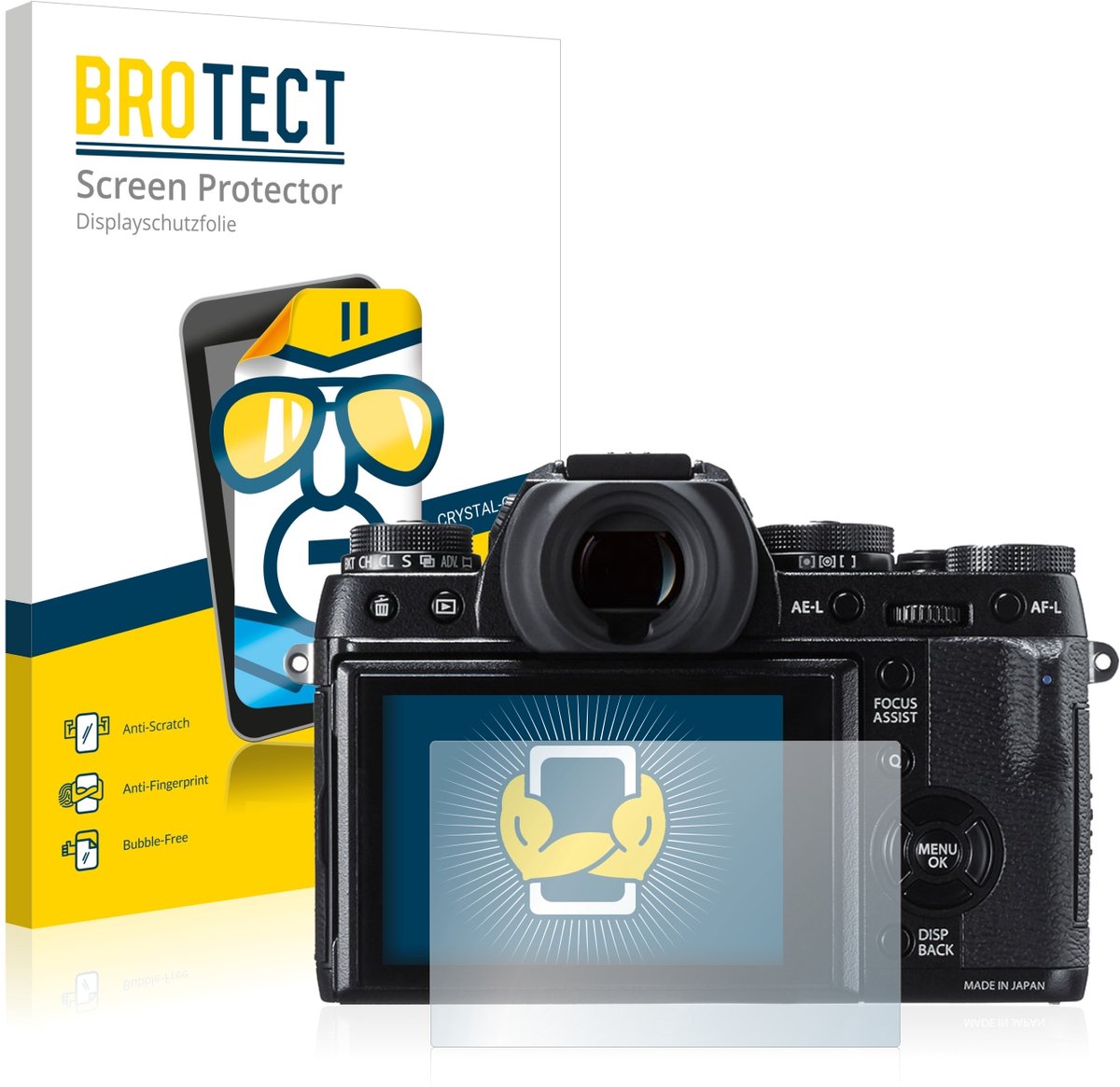 BROTECT - Screenprotector voor Fujifilm X-T1 - Folie Beschermfolie transparant 2 Stuks