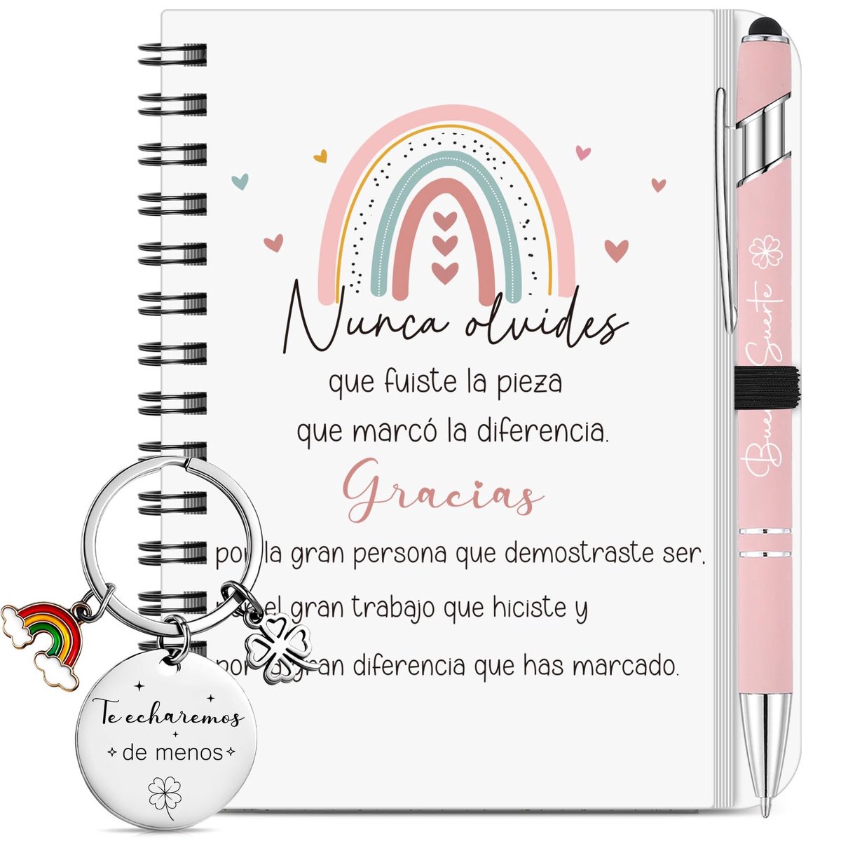 Cadeauset voor Collega's - Afscheidsnotitieboek met Sleutelhanger en Pen - A6 Formaat