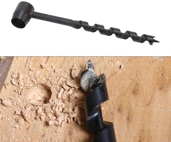 Allecto- Handboor Eye Auger Draagbare Handhoutboor voor Bushcraft Backpack Camping Augerboren - Handmatig - Namaak - 16-230mm - Metaalbewerking - Geschikt voor buiten - Groen — afbeelding 2