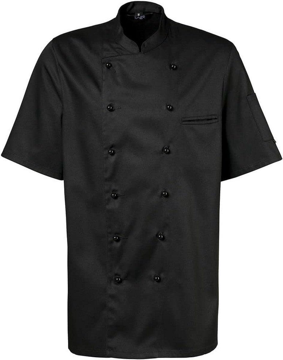 Professionele Zwarte Chefskok Jas met Halve Mouwen voor Horeca