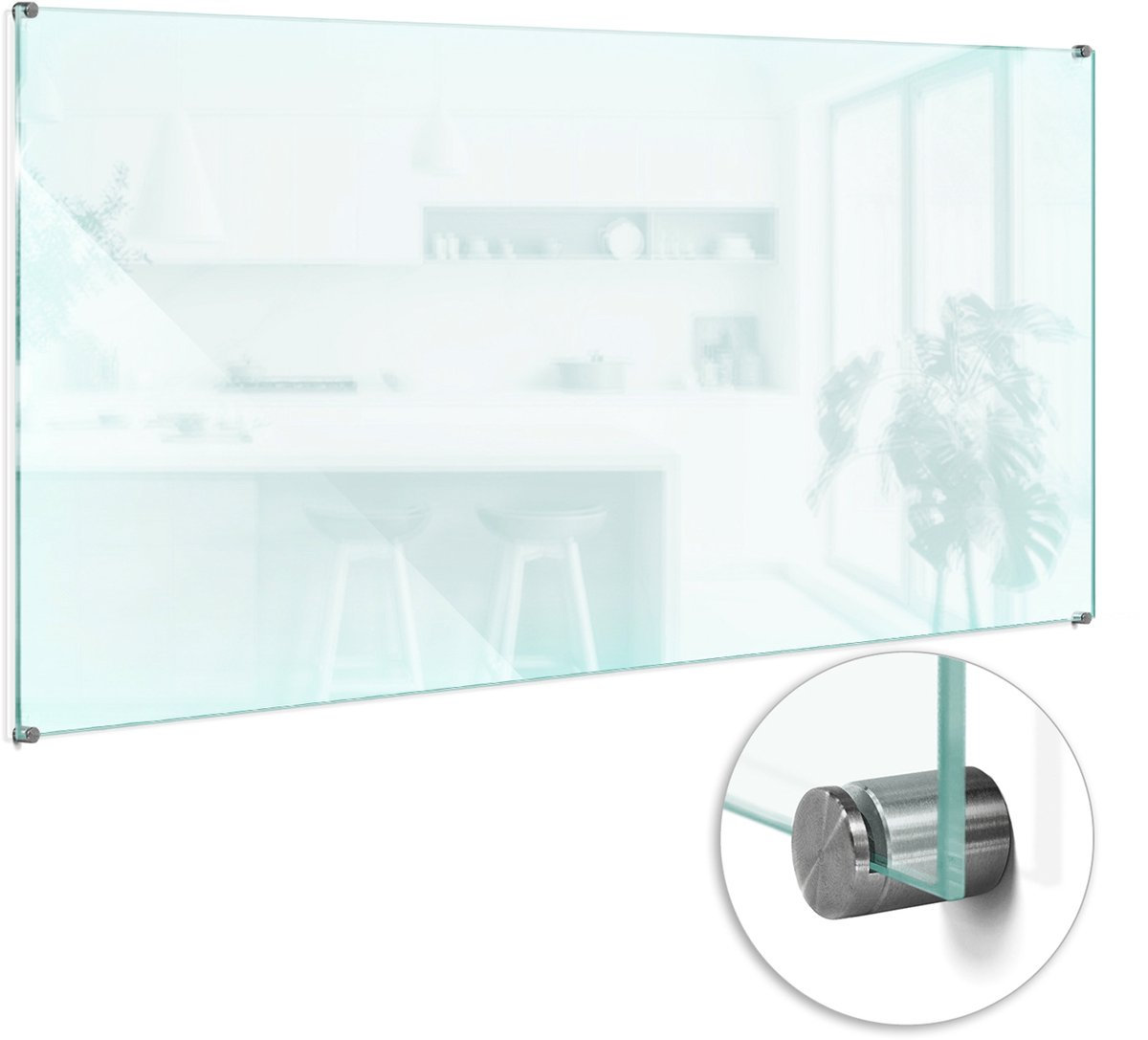 Wallfluent Transparante Keuken Achterwand - Glazen Spatplaat Transparant - 140x70 cm - Keuken Achterwand Glas Transparant - Gehard Glas Transparant Keuken - Helder Glas Achterwand Keuken - Doorzichtige Spatplaat Keuken