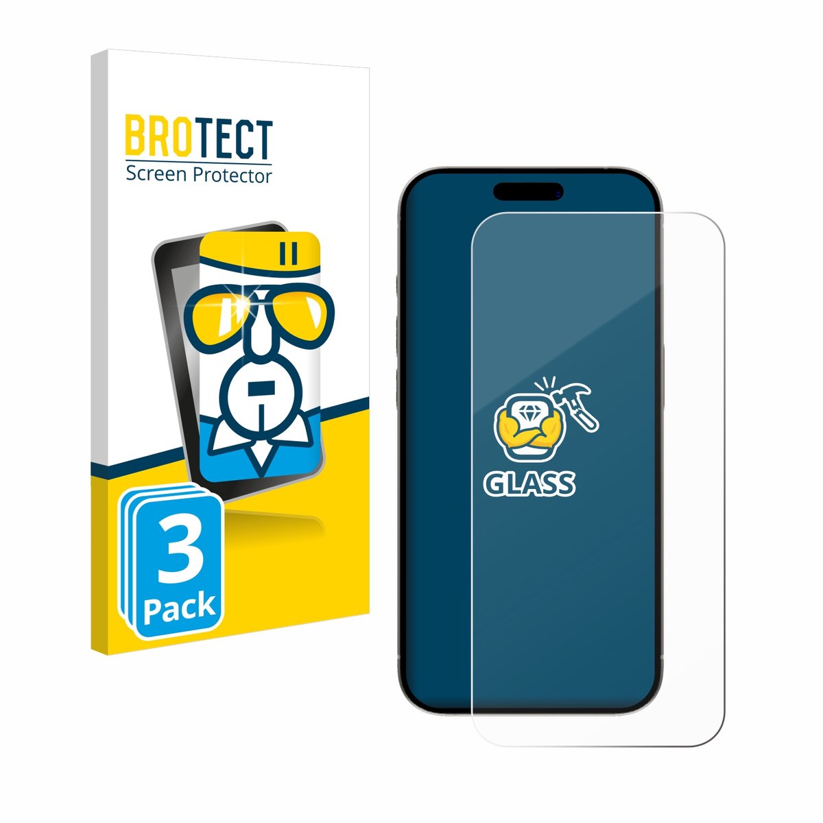 BROTECT - Glas Screenprotector voor Apple iPhone 15 Pro - Gehard Beschermglas 9H 3 Stuks