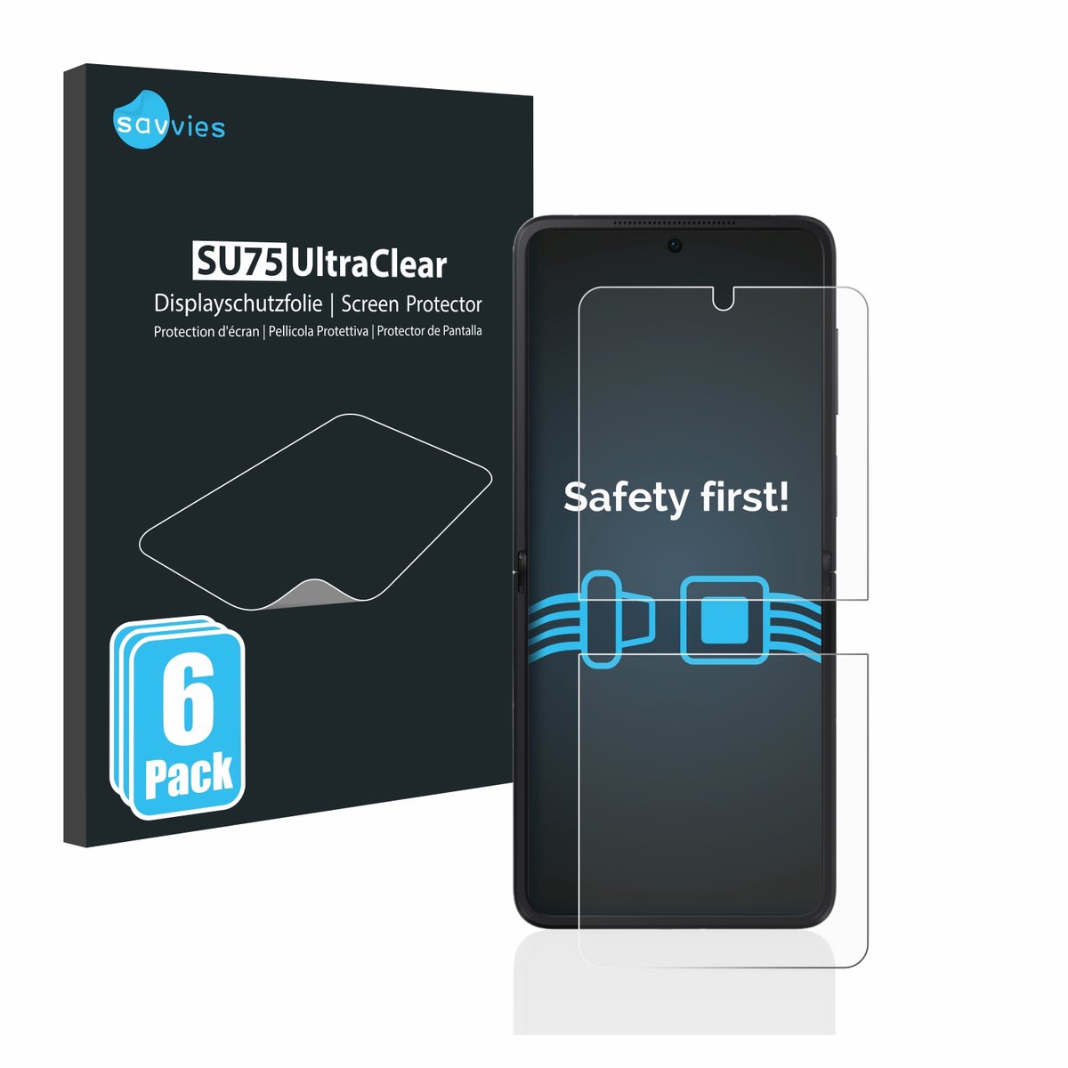 Savvies - Screenprotector voor Oppo Find N2 Flip - Folie Beschermfolie transparant 6 Stuks