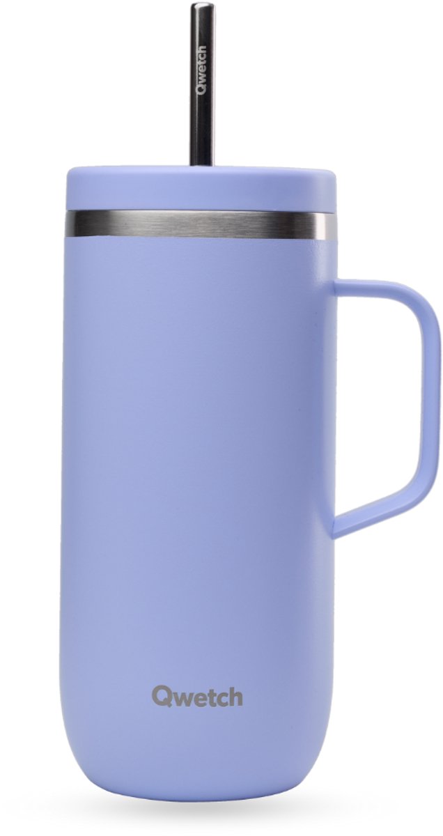 Qwetch - Cold Cup isotherm met handvat - Matt Blauweregen- 600ml