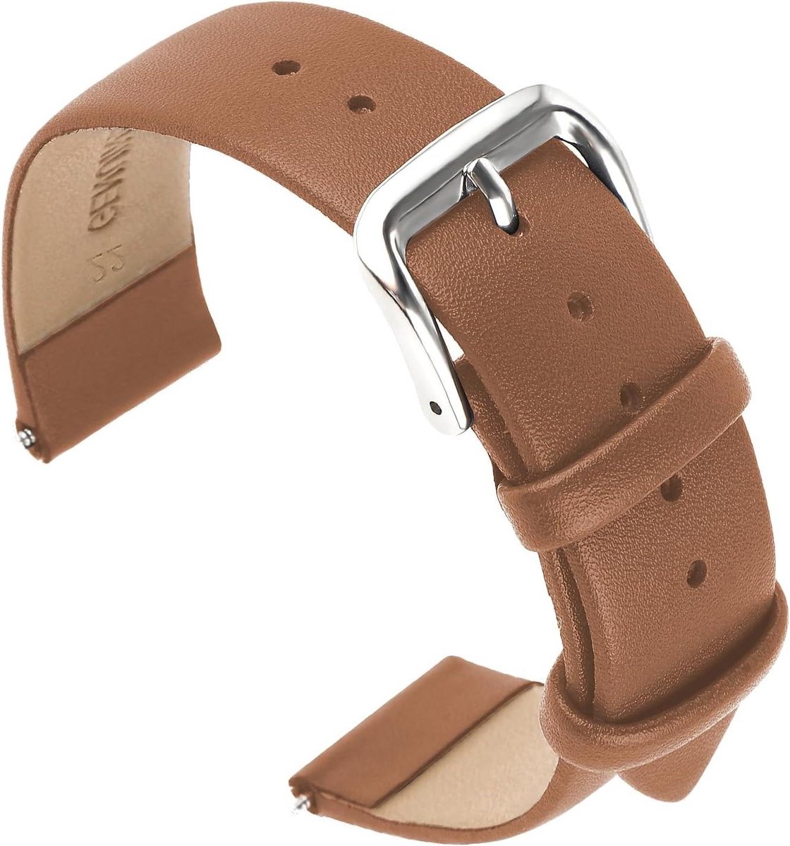 Zacht kalfsleren horlogebandje met snelsluiting, universeel reservebandje, roestvrijstalen gesp | 22mm | Mannen en vrouwen | Armband