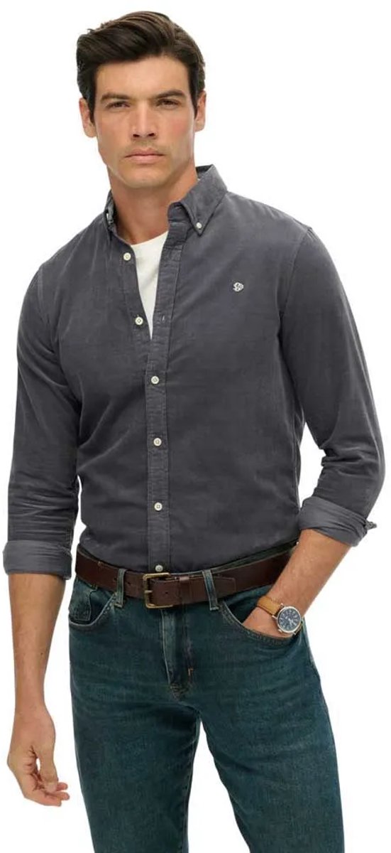 Superdry Overhemd Classic Needle Cord Shirt M4011044a Lauren Mannen Blauw