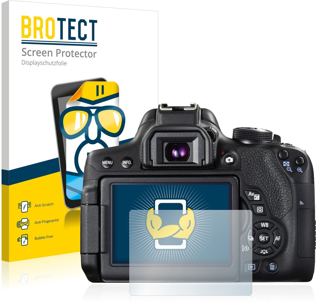 BROTECT - Screenprotector voor Canon EOS 750D - Folie Beschermfolie transparant 2 Stuks