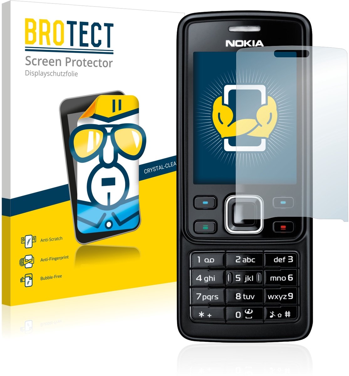 BROTECT - Screenprotector voor Nokia 6300 2007 - Folie Beschermfolie transparant (2 Stuks)