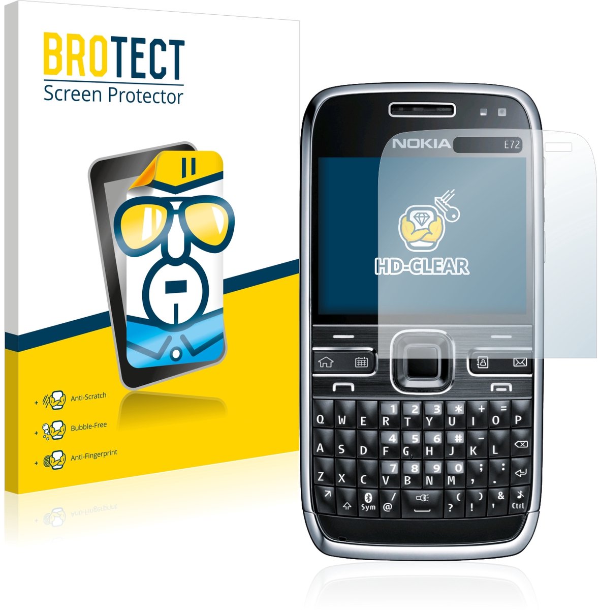 BROTECT - Screenprotector voor Nokia E72 - Folie Beschermfolie transparant 2 Stuks