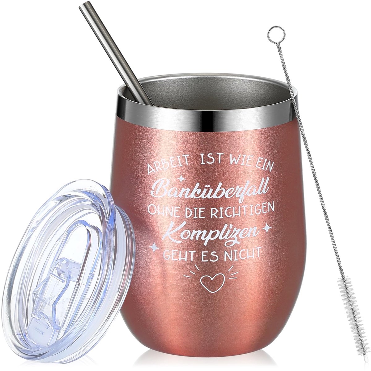 Thermobeker met Deksel en Rietje - Lekvrij Ontwerp - 12 oz Capaciteit
