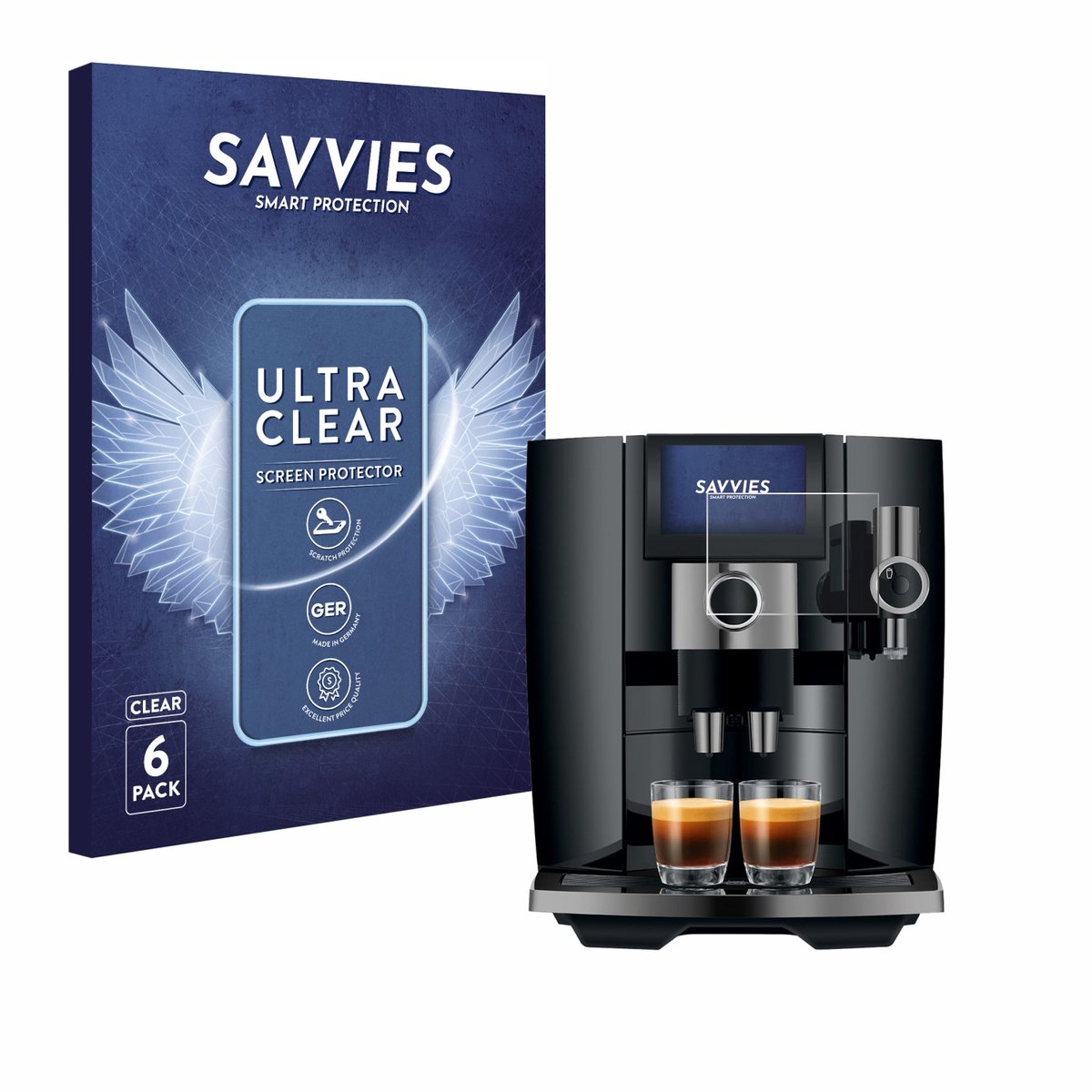 Savvies - Screenprotector voor Jura J10 - Folie Beschermfolie transparant 6 Stuks