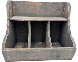 Gruttersbak stoer robuust geleefd hout 3 vaks vintage bruin 32 x 38 cm keuken | 996930 | Home Sweet Home | Landelijke Woonstijl