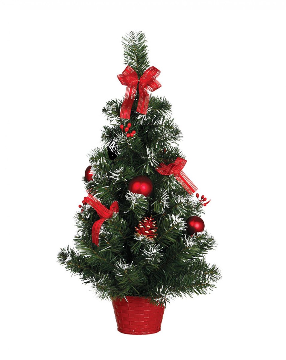 GUIRMA - Staande Kerstboom met rode decoraties 60 cm besneeuwd effect