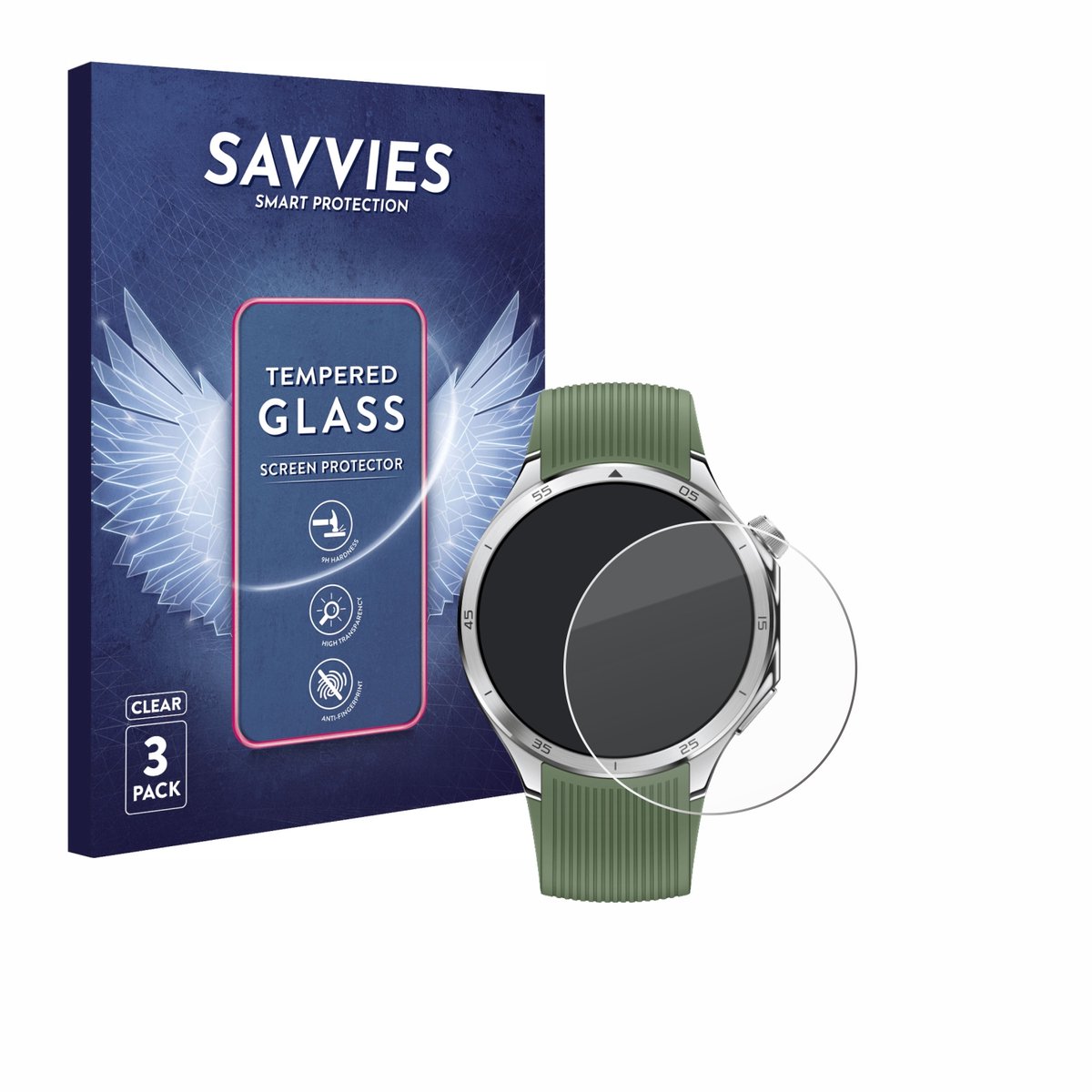Savvies - Glas Screenprotector voor OnePlus Watch 3 - Gehard Beschermglas 9H 3 Stuks