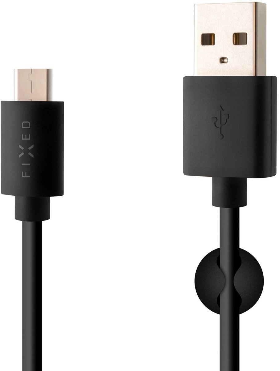FIXED USB-A naar USB-C Kabel – 2 Meter – Zwart – Snellaad- en Datakabel 3A