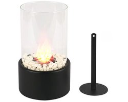 Glowy Bio Ethanol Tafelhaard - Sfeerhaard Binnen & Buiten - Ronde Bio Ethanol Haard incl. Stenen -…