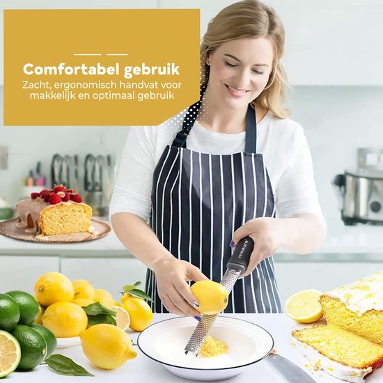 HI NATURE™ Premium Rasp zester - Handrasp lang- Citroenrasp - Kaasrasp - Gemberrasp - Knoflookrasp | Roestvrij staal Zwart