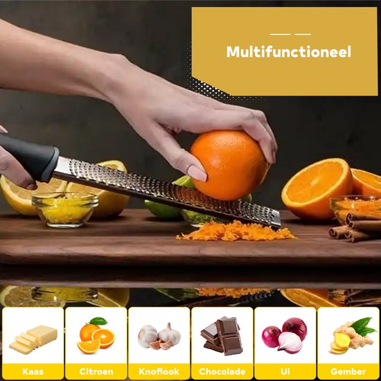 HI NATURE™ Premium Rasp zester - Handrasp lang- Citroenrasp - Kaasrasp - Gemberrasp - Knoflookrasp | Roestvrij staal Zwart