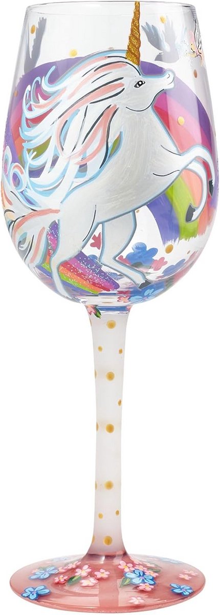 Mondgeblazen Eenhoorn Wijnglas - Handbeschilderd Cadeau