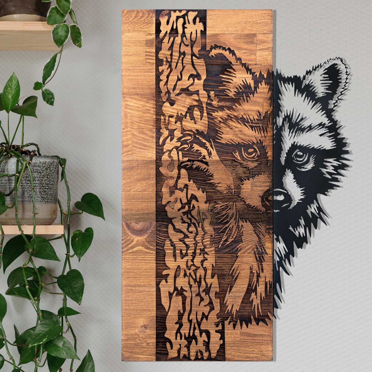 Enzo Decoratieve Houten Wandaccessoire | Houten Lijst | 37 X 57,5 cm - Emob - Wooden_wall_decor - Bruin; Zwart - Metaal