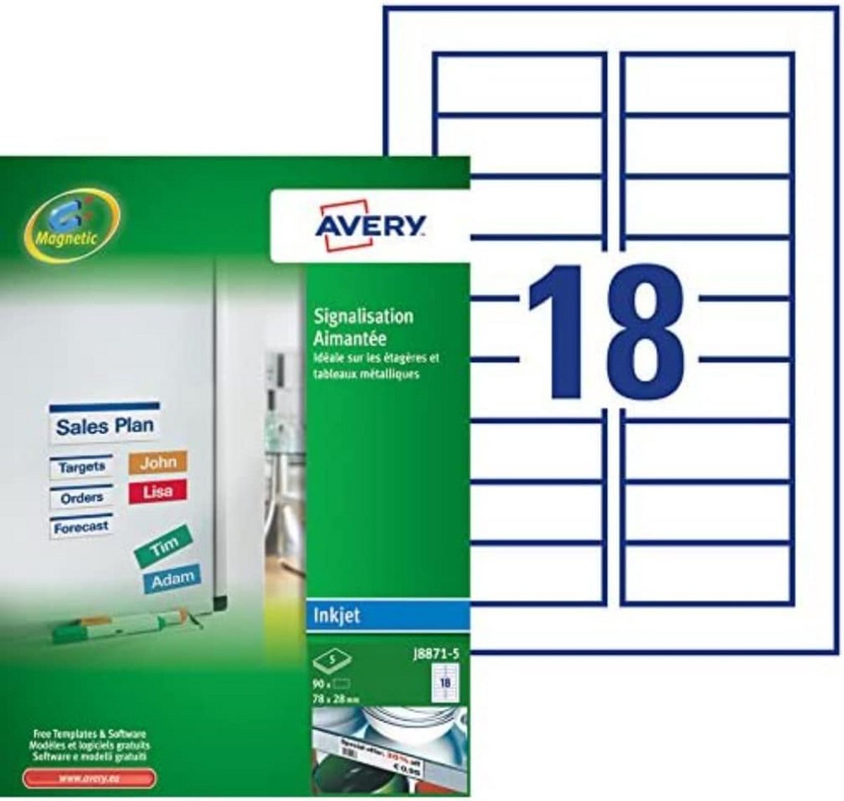 Magnetische Etiketten Wit 78 x 28 mm - Zelfklevend voor Printers