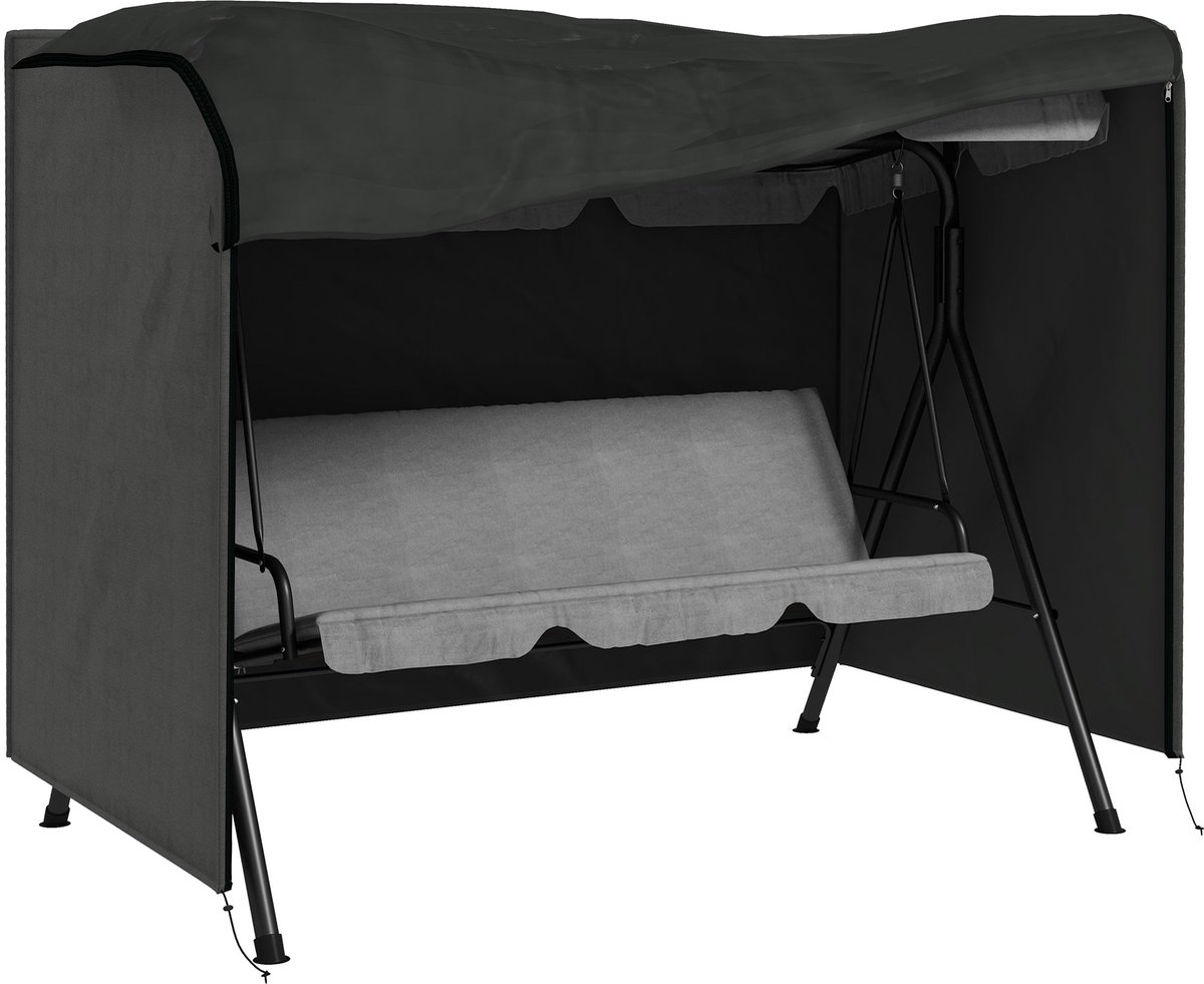 Merax Schommelbankhoes 3-Zits 205 x 124 x 164 cm - Afdekhoes voor Tuinschommel - Waterafstotend - Winterbestendig - UV-Bestendig - 600D Oxford - Donkergrijs