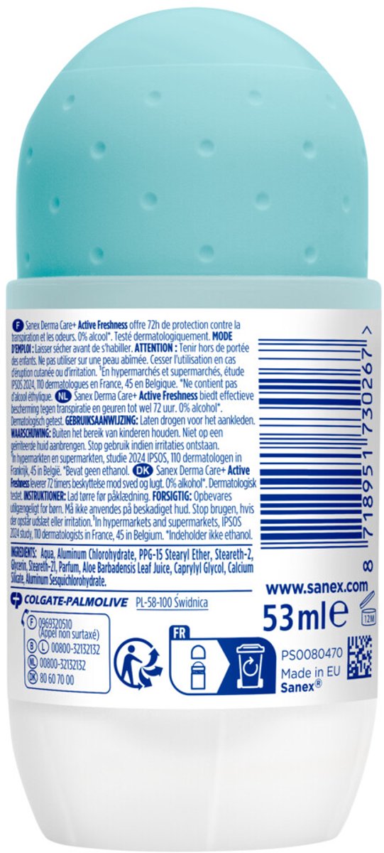 Sanex Deoroller Active Freshness 72H - 53 ml