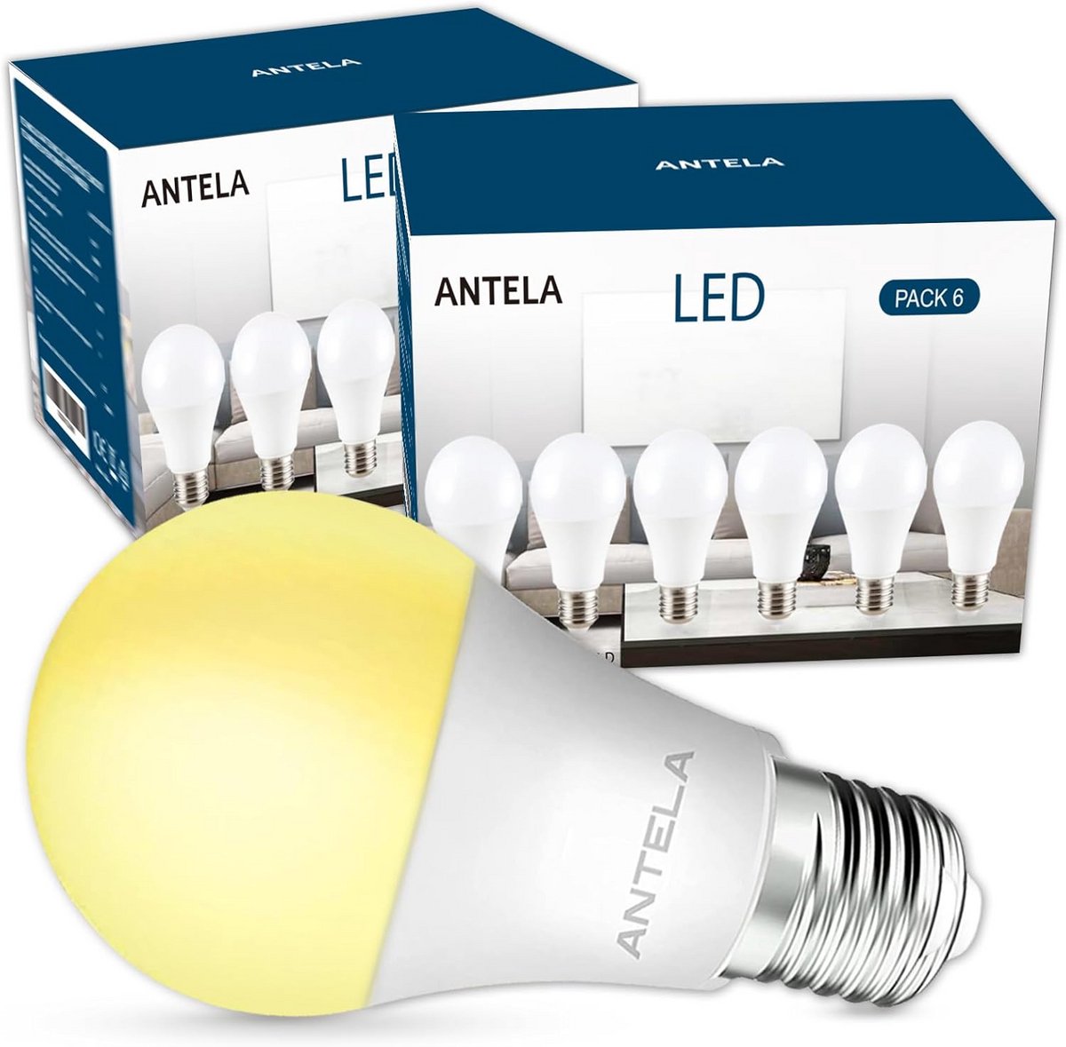 Set van 12 LED Lampen E27 8.5W Neutraal Wit 4000K 806 Lumen Energiebesparend