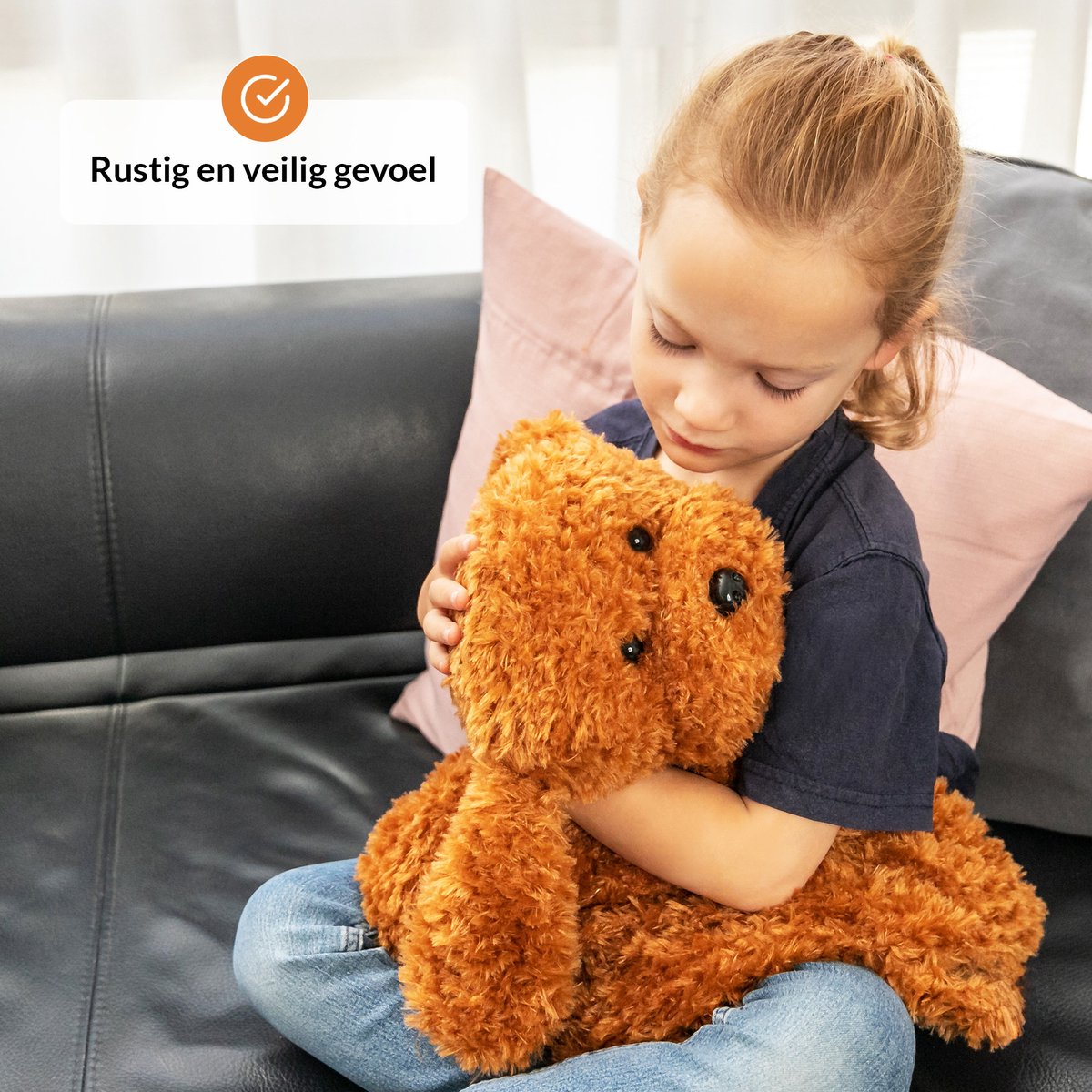 Verzwaringsknuffel Hond 2,3 KG - Verzwaarde Schootknuffel - Verzwaringsknuffel Volwassenen Voor Op Schoot - Verzwarings Knuffel - Antistress Knuffel - Weighted Plush Kind Therapeutisch Speelgoed, Machinewasbaar - Stressverlichting en Focus — afbeelding 4
