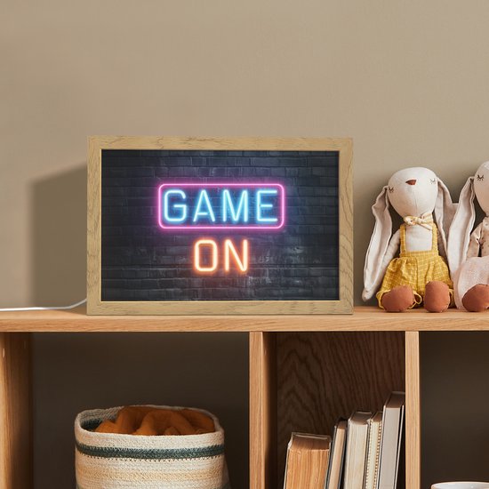 Nachtlampje 30x20 cm - Kinder lamp - Game on - Neon - Muur - Tafellamp kinderkamer - Slaapkamer lamp - Bedlamp kinderen - Kinderlampje stopcontact - Wandlamp babykamer - Nachtlampjes van Merkloos — afbeelding 3