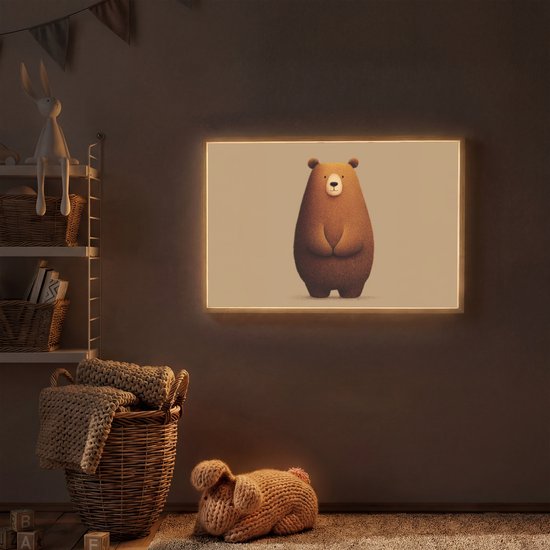 Nachtlampje 90x60 cm - Kinder lamp - Beer - Minimalistisch - Bruin - Tafellamp kinderkamer draadloos - Slaapkamer lampje - Bedlamp kinderen - Kinderlampje - Wandlamp babykamer - Nachtlampjes van Merkloos — afbeelding 2