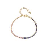 Cavill - Zilveren Armband met Gouden Hematiet - 925 Sterling Zilver Verguld - Blauwe en Roze Saffieren - 9 046 Ct - Elegante Verstelbare Damesarmband