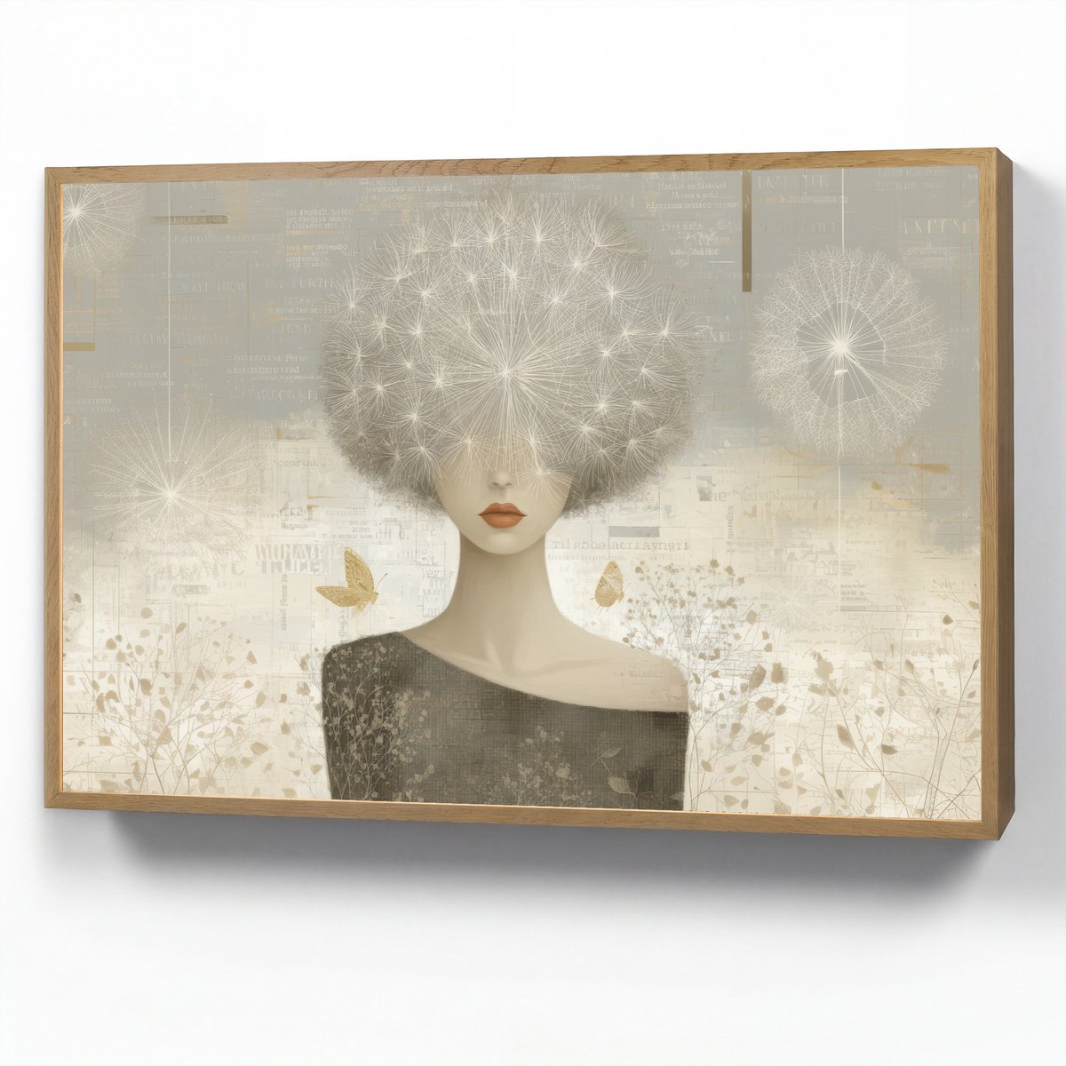 Wandlamp 90x60 cm - Oplaadbaar - Pluis - Vrouw - Beige - Wandlampen binnen woonkamer - Sla