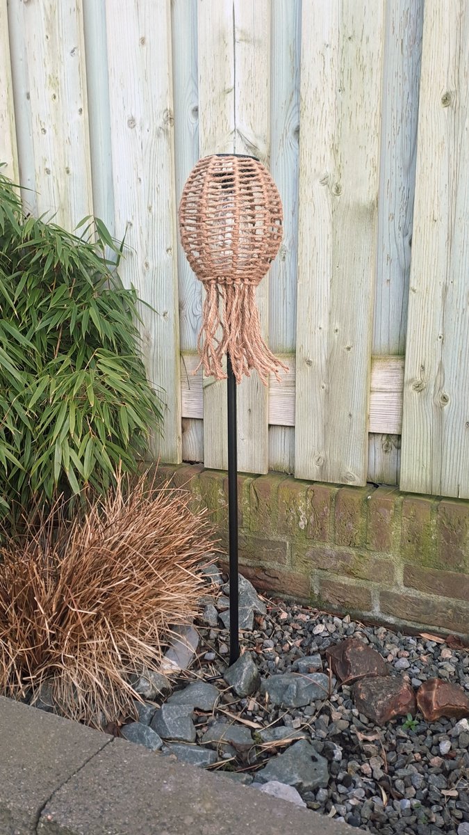 Countryfield Solar Tuinlamp - Jute/Touw - Zonnenenergie - Onora Naturel - Landelijk en stoer