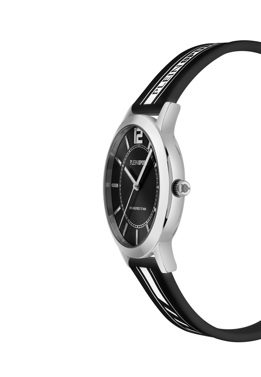 Plein Sport New Glam Quartz Analoog Horloge Zwart Kast: 100% Gerecycled Roestvrij Staal| Armband: Siliconen 41 mm PSJBA0626, PSJBA0726, PSJBA0926