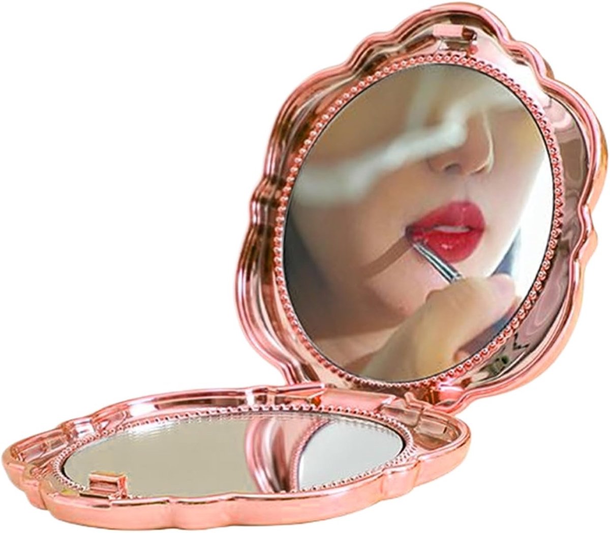 Opvouwbare Spiegel - In Bloemvorm En Met Dubbelzijdig Voor Handgebruik,Vergrotende Minicameraspiegel,voor Dames Makeup Vanity en Schoonheid Zak
