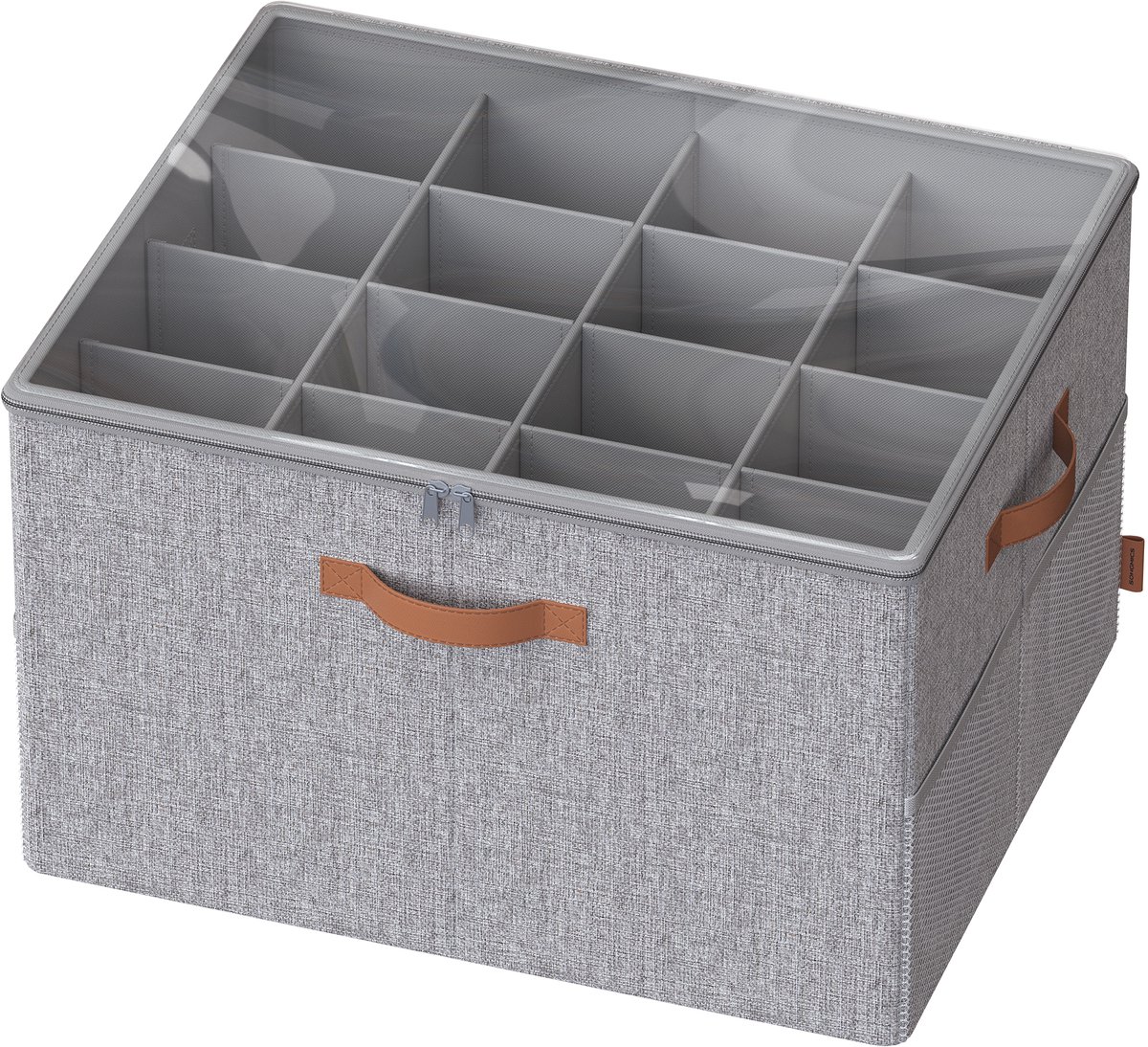 Songmics Schoenendoos - Schoenenorganizer voor 16 Paar - Transparant Deksel - Ruimtebesparend - Voor Kast Duifgrijs