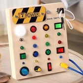 Planche Montessori Busy Board En Bois – Interrupteurs LED Et Tournevis – Jouet Sensoriel Motricité Fine – Voyage – 1-4 Ans
