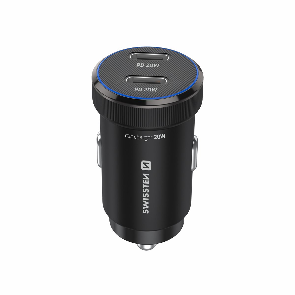 Swissten 20W Auto Oplader - 2x USB-C PD - Zwart