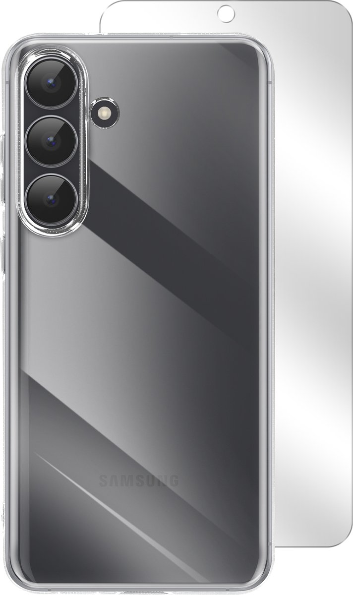 Mayaxess, Coque pour Geschikt voor Samsung Galaxy S25 FE avec Protection d'Écran en Verre Trempé, Transparant