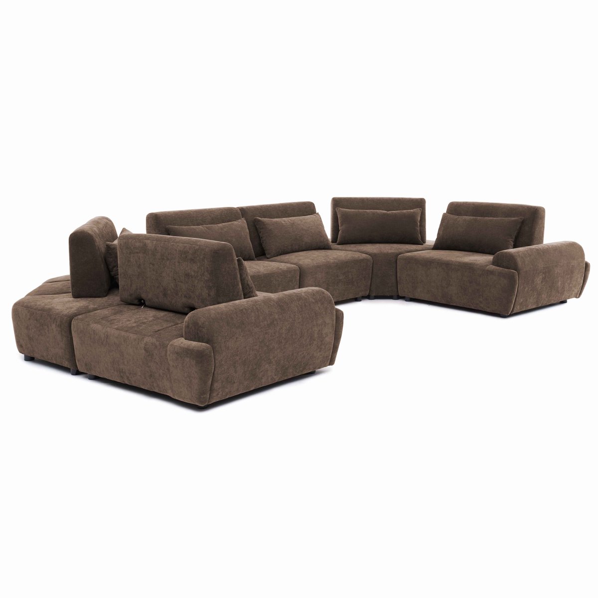Oviala - Modulaire 6-zits hoekbank met verstelbare rugleuning 462 cm bruin - Callisto