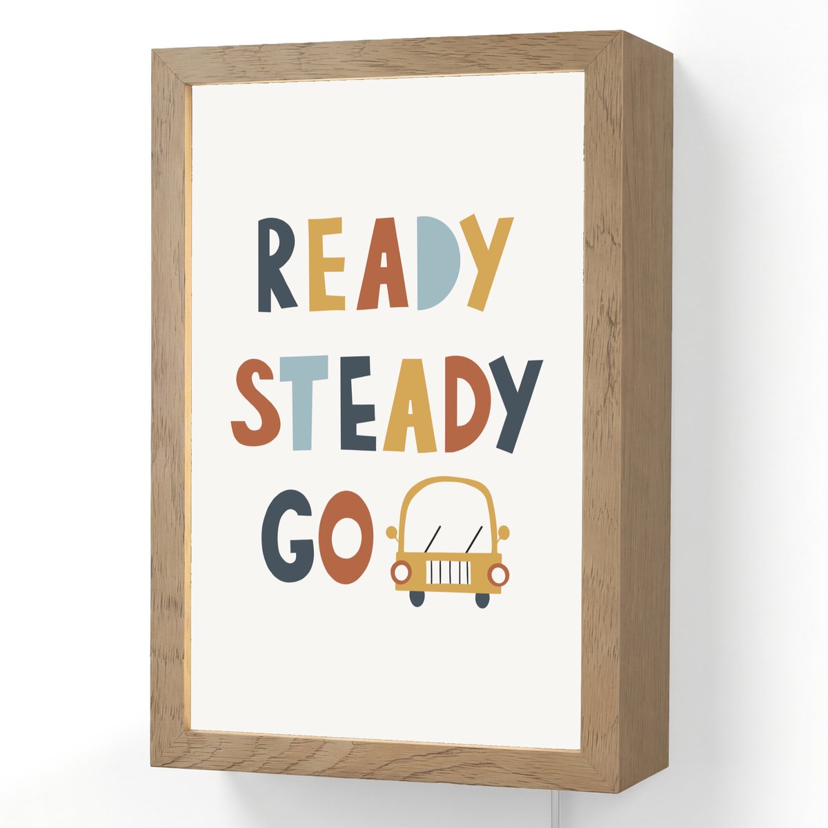 Wandlamp 20x30 cm - Oplaadbaar - Auto - Quote - Kleuren - Voertuigen - Wandlampen binnen w