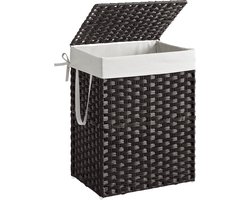 SONGMICS - Wasmand - Smalle Opbergmand met Deksel - 90 L - Verwijderbare Stoffen Zak - Met Handgrepen