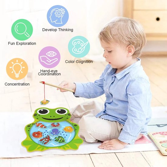 Magnetisch visspel - Montessori visspeelgoed - Houten magnetisch spel - Speelgoed voor de motoriek - Houten visspel - Educatief speelgoed voor kinderen vanaf 2 jaar - Cadeau voor kinderen van Merkloos — afbeelding 3